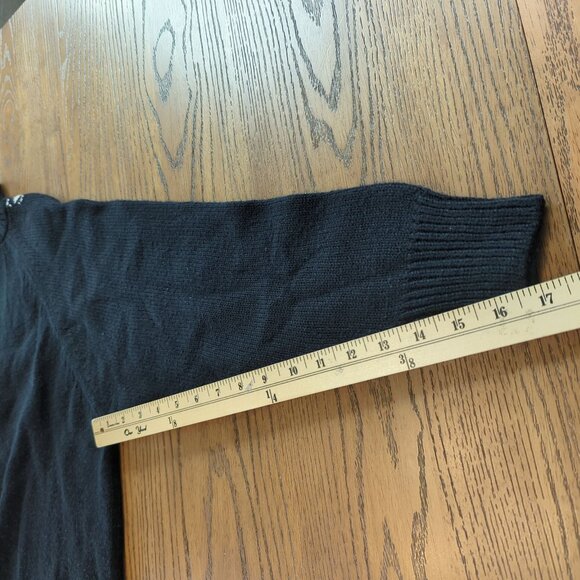 Vintage Honors Misses Sweater Women’s L Black White Floral Embroidered Argyle - Picture 11 of 12